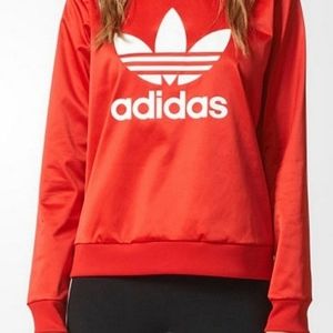 Adidas Red Silky Satin Crew neck Sweatshirt size M NWT